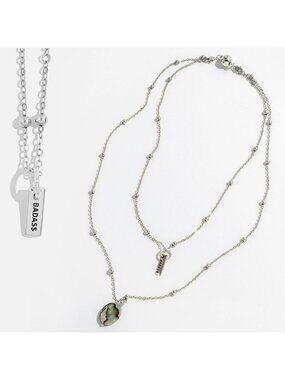 NWT Katia Designs BADASS Dainty Layering Necklace Silvertone Spiritual Quote